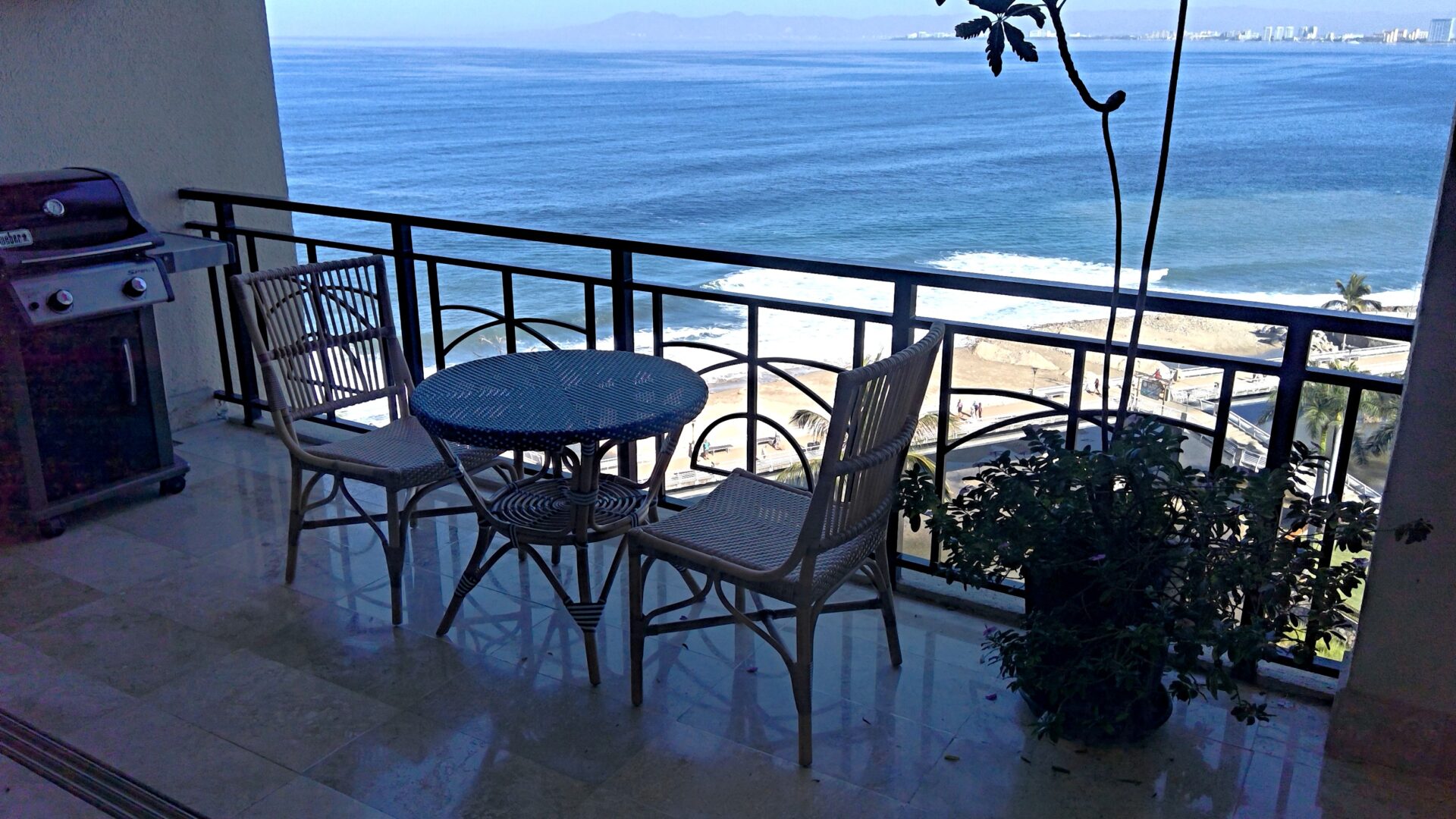 A longshot of the beach view from balcony